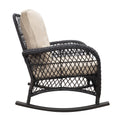 Garden Rocking Chair,Outdoor Rattan Rocker Chair With All Weather Hand Woven Resin Wicker, Patio Relaxing Lounge Furniture With Powder Coated Metal Frame For Backyard,Porch Yes Dark Brown Garden & Outdoor Pe Rattan Iron Waterproof Fabric