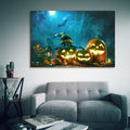 Drop Ping Framed Canvas Wall Art Decor Painting For Halloween, Jack O Lanterns With Wizard Hat Painting For Halloween Gift, Decoration For Halloween Living Room, Bedroom Decor Ready To Hang