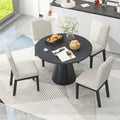 5 piece Dining Set Retro Round Table with 4 black-rubber wood