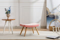 Wooden Step Ottoman,Wooden Step Stool For Adults,Square Cushion Foot Stool,Small Stool With Non Slip Pad,Wood Stool Suitable For Bedroom, Living Room And Kitchen Pink Pink Foam Linen