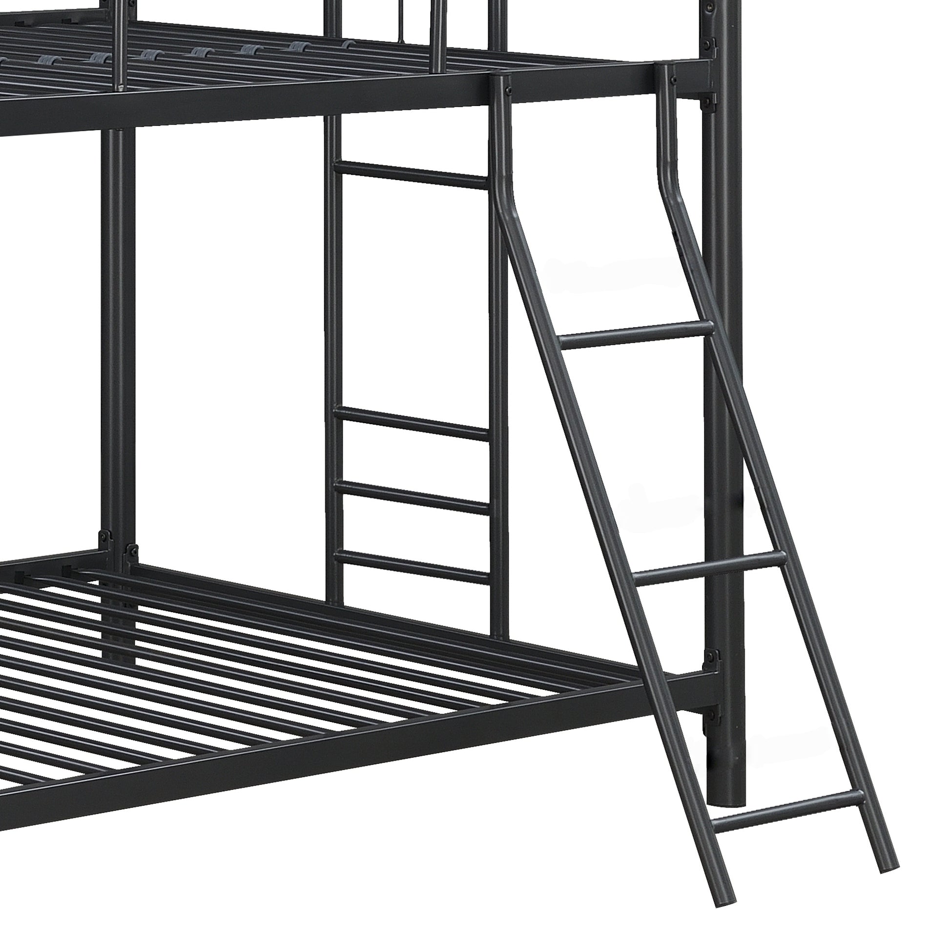 Furnituretriple Bunk Bed, Twin Twin Twin, Black Black Metal