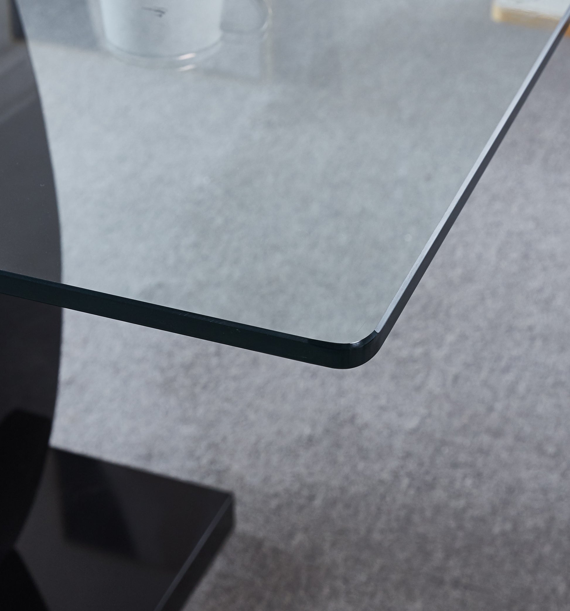 Contemporary Double Pedestal Dining Table, Tempered Glass Top With Mdf Base Black Tempered Glass