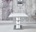 Expandable Glass Top Table With Butterfly Leaf, White Lacquer Mdf Base With Stainless Steel White Mdf