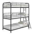 Furnituretriple Bunk Bed, Twin Twin Twin, Black Black Metal
