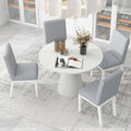 5 piece Dining Set Retro Round Table with 4 white-rubber wood