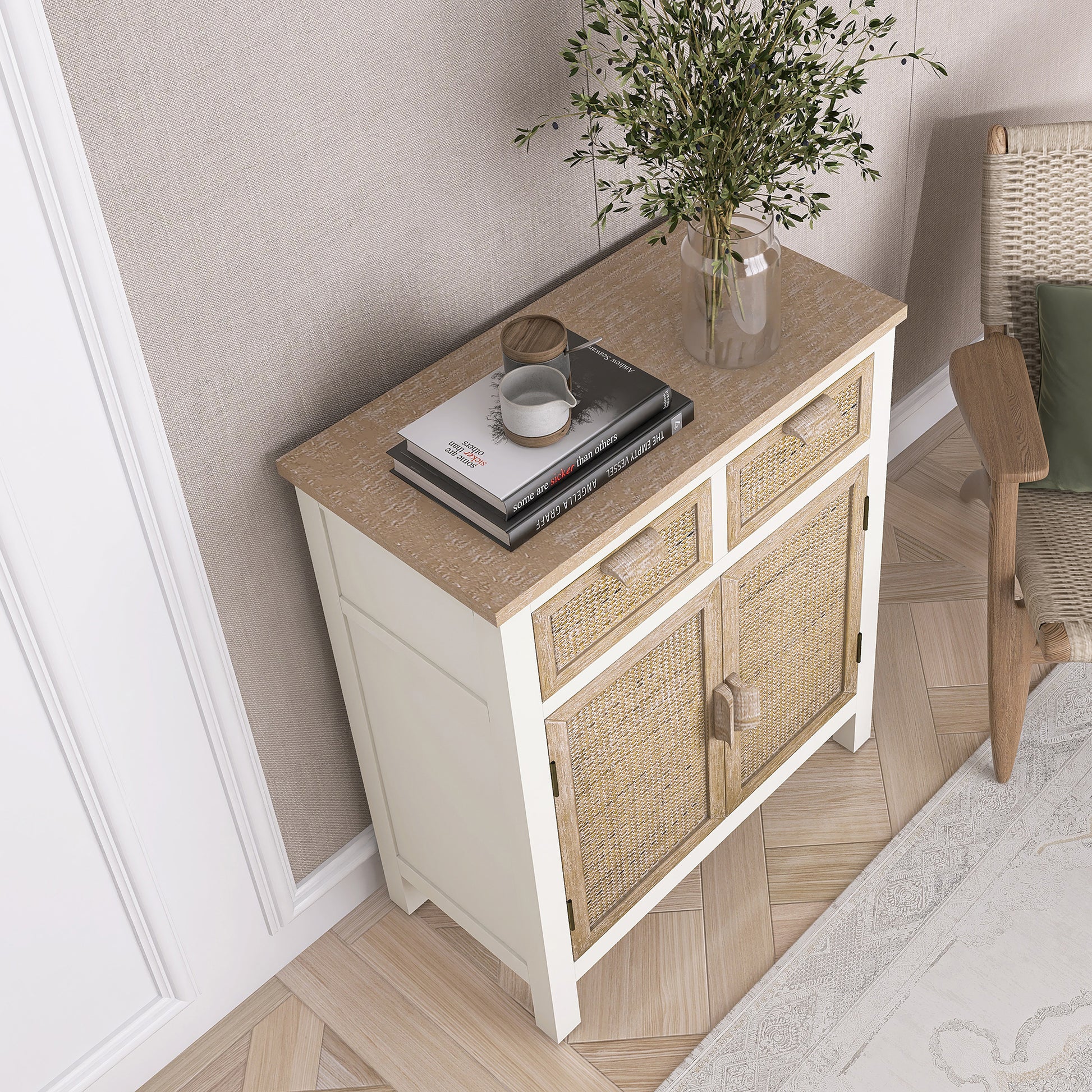 Accent Cabinet - Antique White Mdf