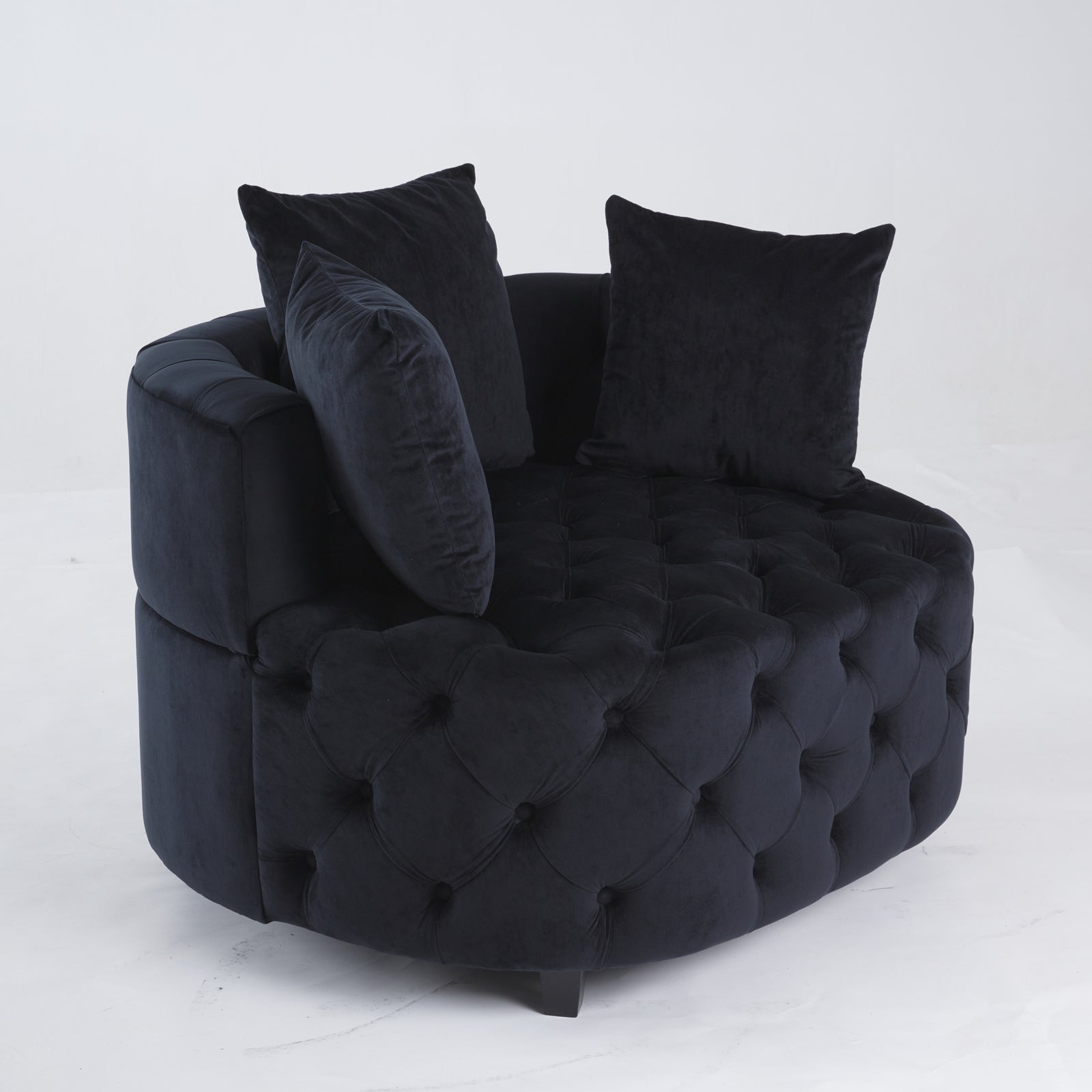 Width 40.6 Inches Accent Chair Classical Barrel Chair For Living Room Modern Leisure Sofa Chair Black Black Primary Living Space American Design Foam Velvet