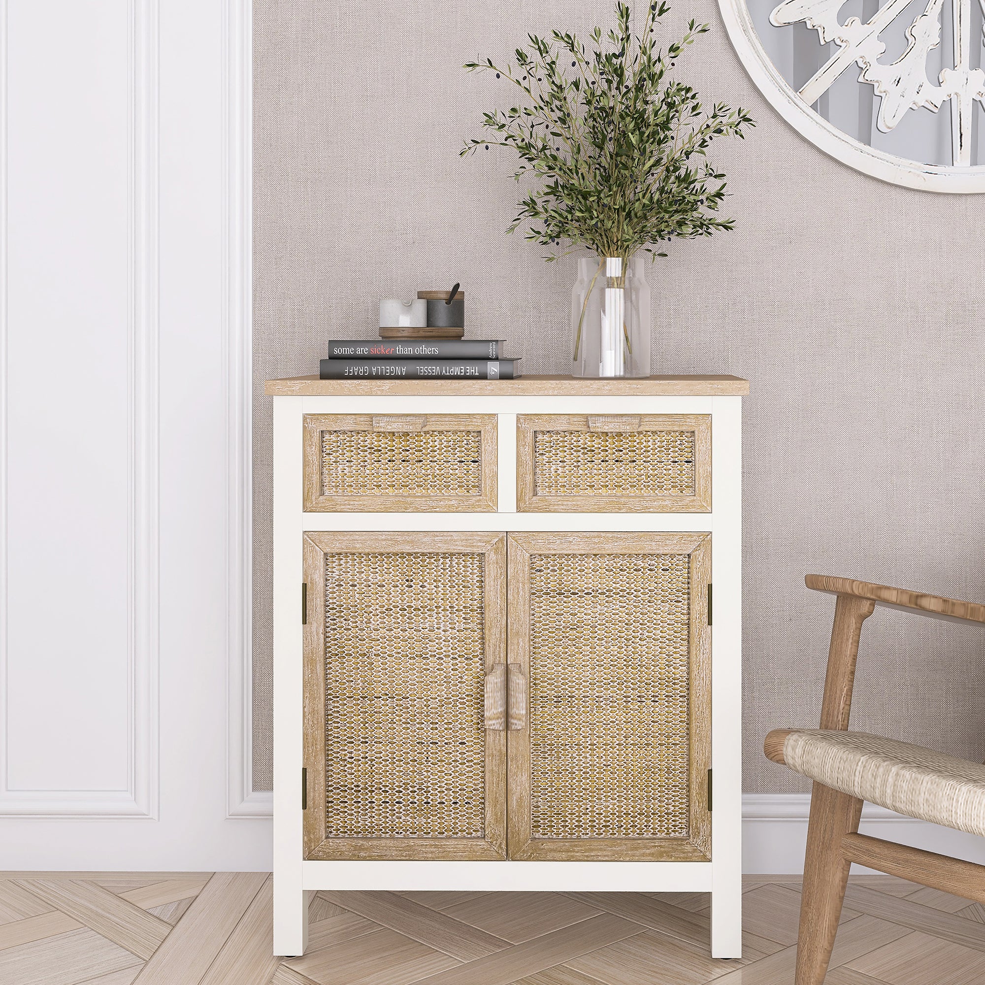 Accent Cabinet - Antique White Mdf