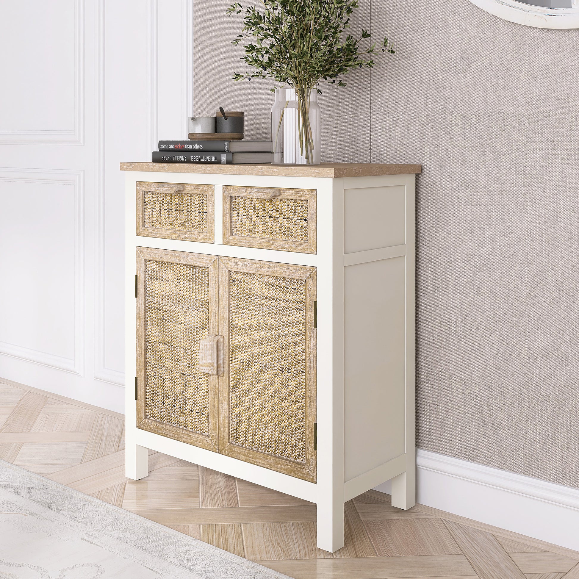 Accent Cabinet - Antique White Mdf