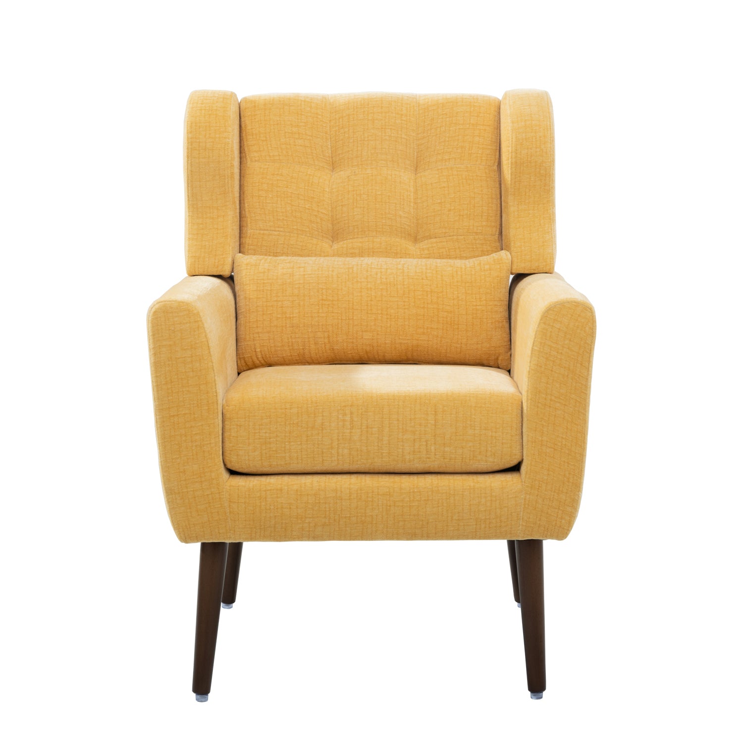 Modern Accent Chair Upholstered Foam Filled Living Room Chairs Comfy Reading Chair Mid Century Modern Chair With Chenille Fabric Lounge Arm Chairs Armchair For Living Room Bedroom Yellow Yellow Light Brown Primary Living Space Modern Rubberwood Foam