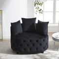 Width 40.6 Inches Accent Chair Classical Barrel Chair For Living Room Modern Leisure Sofa Chair Black Black Primary Living Space American Design Foam Velvet