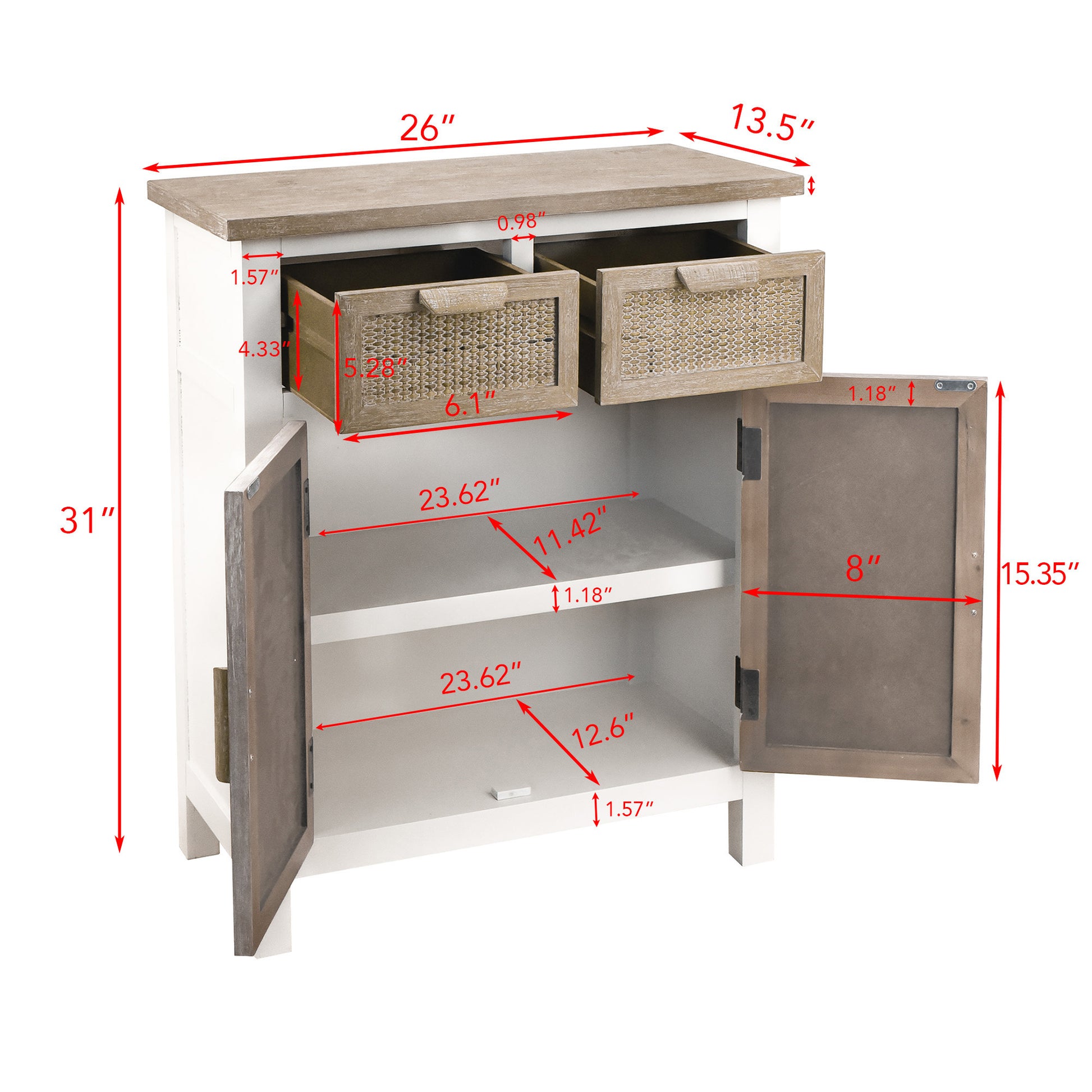 Accent Cabinet - Antique White Mdf