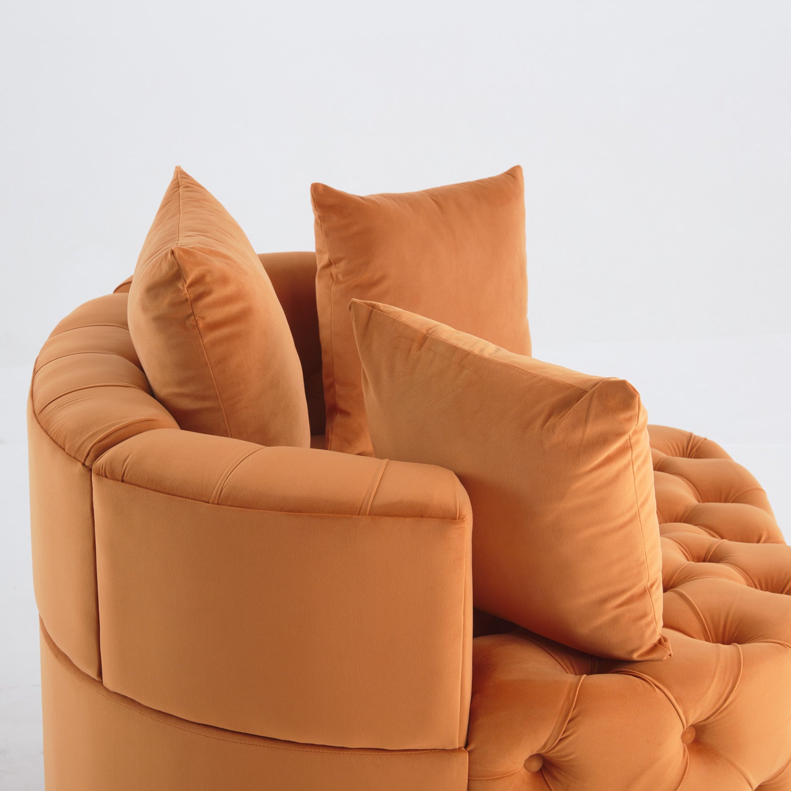 Width 40.6 Inches Accent Chair Classical Barrel Chair For Living Room Modern Leisure Sofa Chair Orange Orange Primary Living Space American Design Foam Velvet