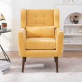 Modern Accent Chair Upholstered Foam Filled Living Room Chairs Comfy Reading Chair Mid Century Modern Chair With Chenille Fabric Lounge Arm Chairs Armchair For Living Room Bedroom Yellow Yellow Light Brown Primary Living Space Modern Rubberwood Foam