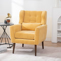 Modern Accent Chair Upholstered Foam Filled Living Room Chairs Comfy Reading Chair Mid Century Modern Chair With Chenille Fabric Lounge Arm Chairs Armchair For Living Room Bedroom Yellow Yellow Light Brown Primary Living Space Modern Rubberwood Foam