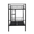 Bunk Bed Twin Over Twin Size With 2 Ladders And Full Length Guardrail, Metal, Storage Space, No Box Spring Needed, Noise Free, Black Box Spring Not Required Twin Black Metal Bedroom Industrial Bunk Metal