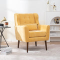 Modern Accent Chair Upholstered Foam Filled Living Room Chairs Comfy Reading Chair Mid Century Modern Chair With Chenille Fabric Lounge Arm Chairs Armchair For Living Room Bedroom Yellow Yellow Light Brown Primary Living Space Modern Rubberwood Foam