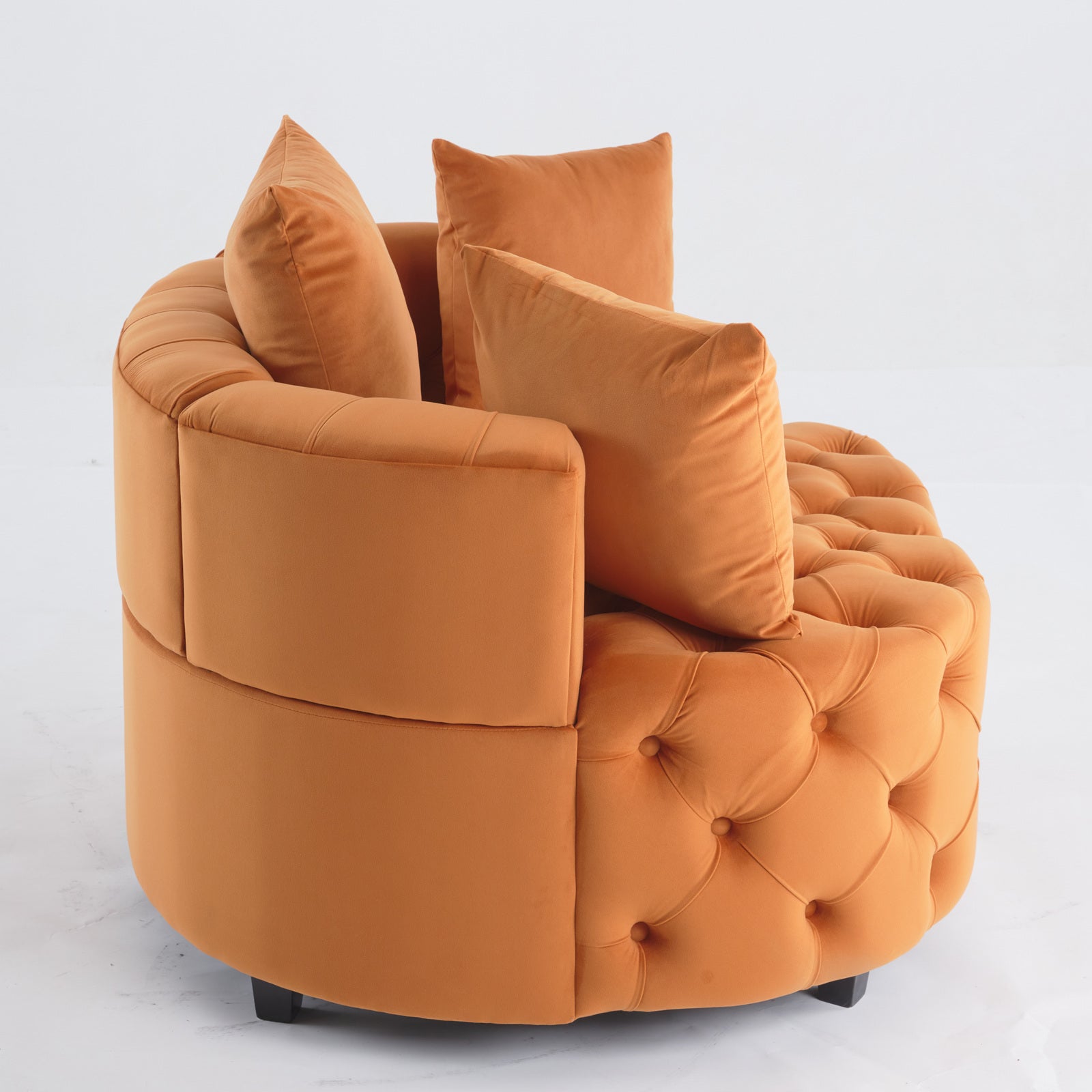 Width 40.6 Inches Accent Chair Classical Barrel Chair For Living Room Modern Leisure Sofa Chair Orange Orange Primary Living Space American Design Foam Velvet