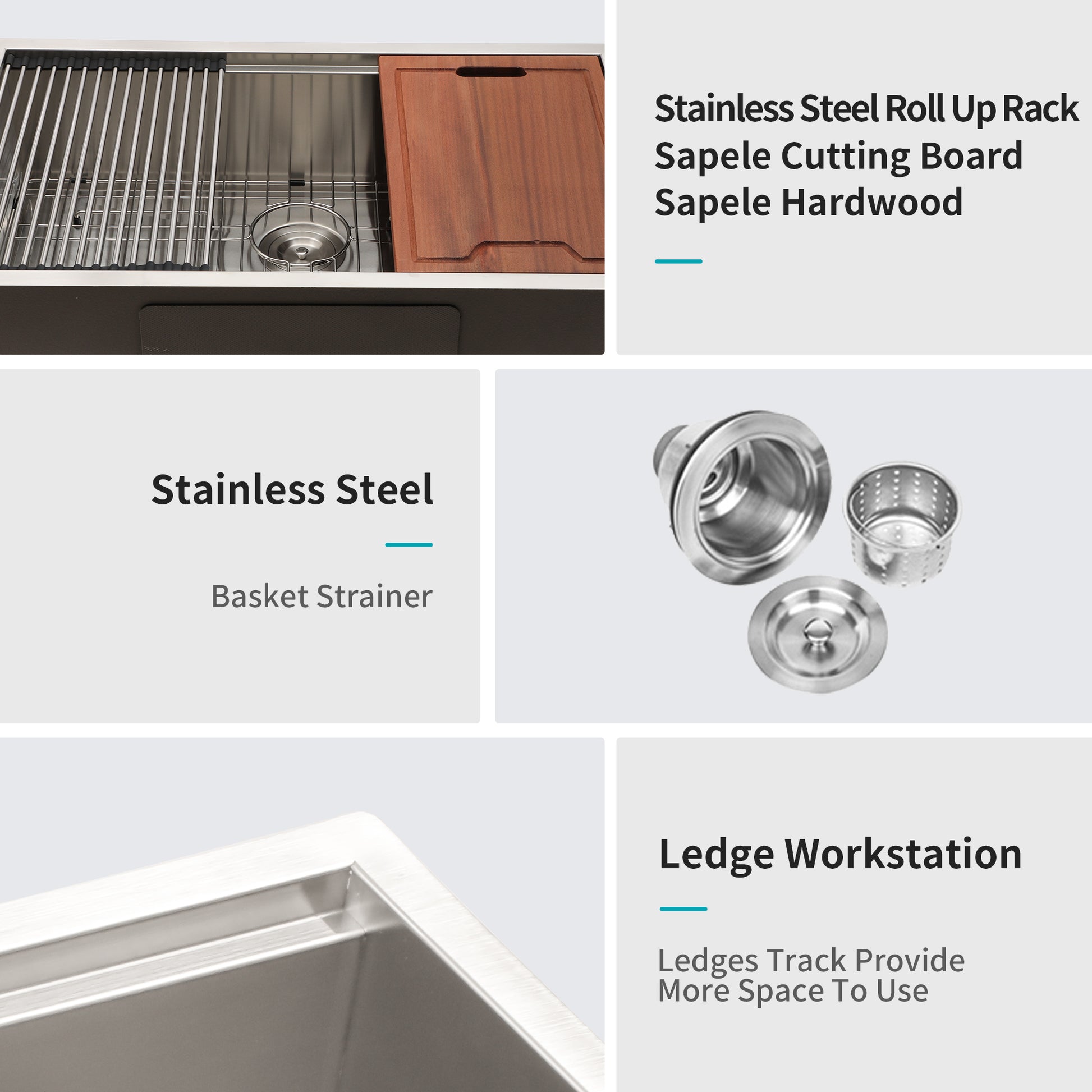 30 X 19 X 9 Inch Undermount Kitchen Sink, Workstation Ledge 18 Gauge S – Alwen Home