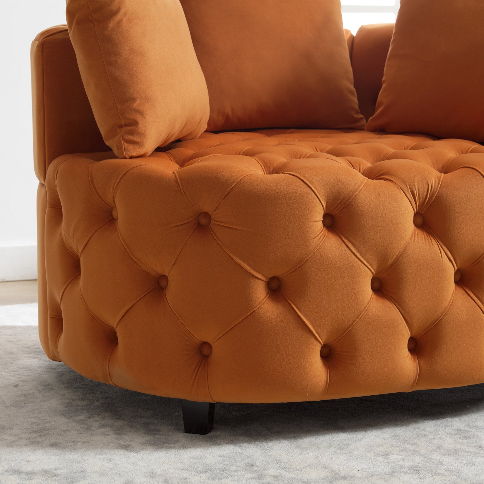 Width 40.6 Inches Accent Chair Classical Barrel Chair For Living Room Modern Leisure Sofa Chair Orange Orange Primary Living Space American Design Foam Velvet