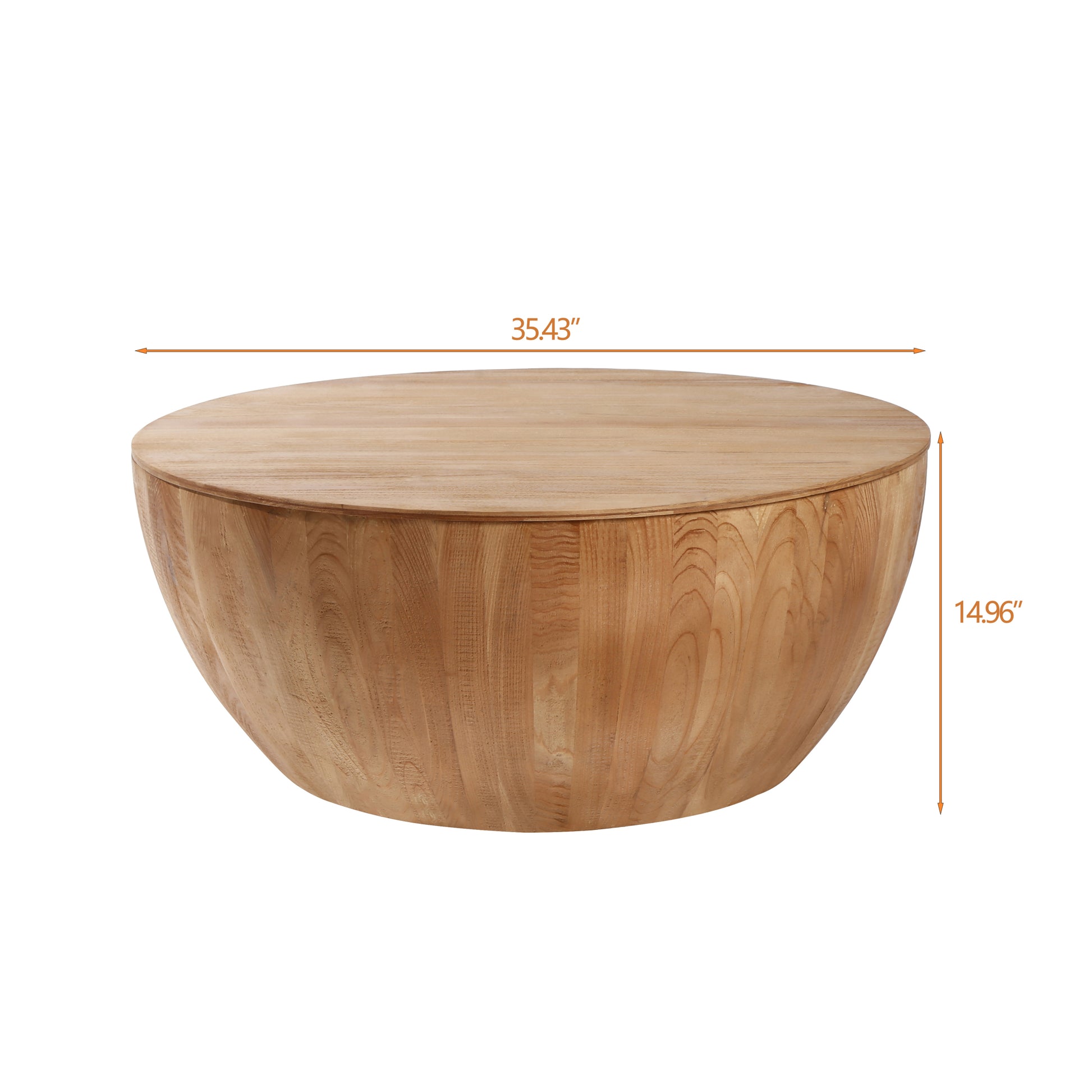 35.43"Vintage Style Bucket Shaped Coffee Table For Office, Dining Room And Living Room,Natural Natural Solid Wood Mdf