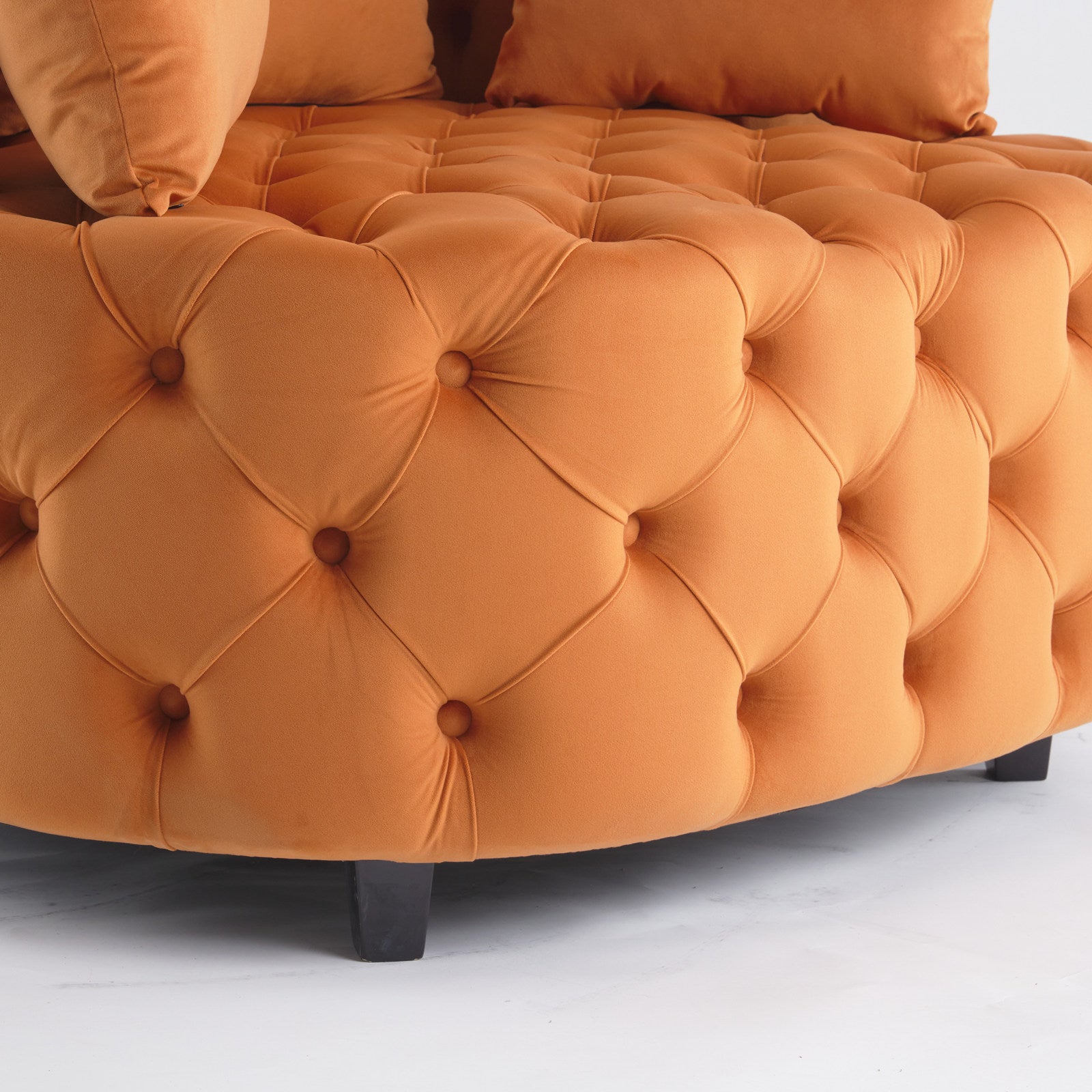 Width 40.6 Inches Accent Chair Classical Barrel Chair For Living Room Modern Leisure Sofa Chair Orange Orange Primary Living Space American Design Foam Velvet