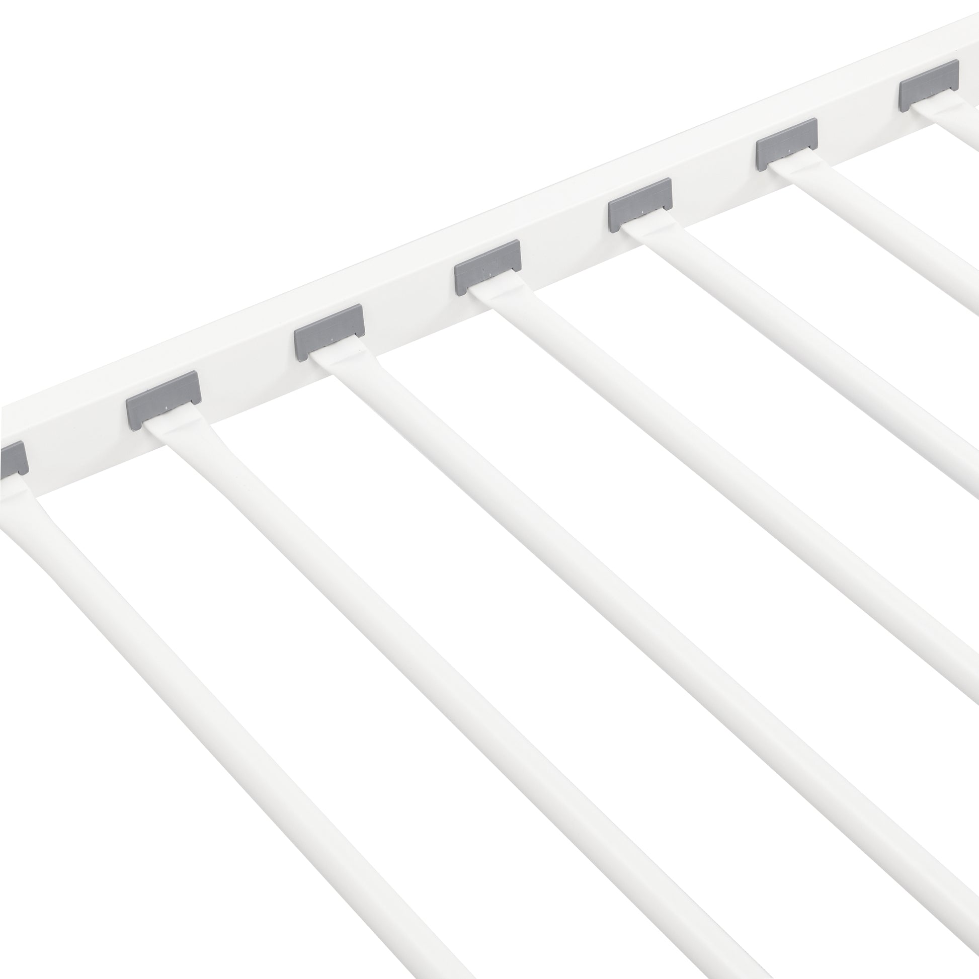 Twin Over Twin Metal Bunk Bed,Metal Structure Bedframe With Safety Guardrails And 2 Ladders,Convertible Bunkbeds,No Spring Box Required And Space Saving Design,White Box Spring Not Required Twin