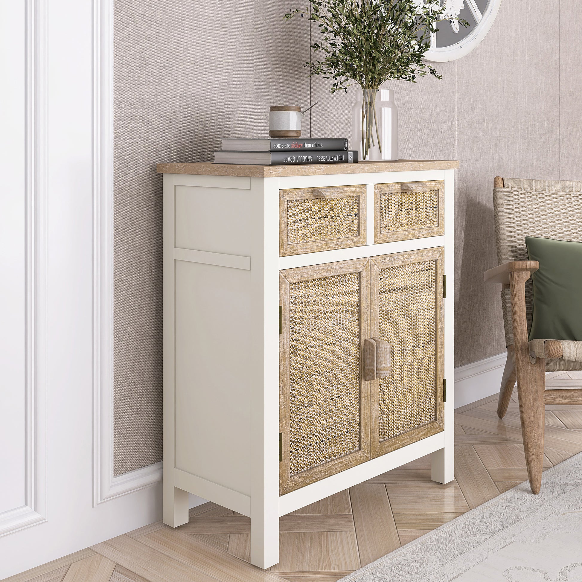 Accent Cabinet - Antique White Mdf