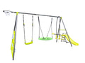 Xns052 Green And Blue Interesting Six Function Swingset With Net Swing Metal Plastic Safe Swing Set 440Lbs For Outdoor Playground For Age 3 With 31.5In Net Swing Green Steel