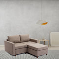 2 Seat Module Sectional Sofa Couch With 1 Ottoman For Living Room,Seat Cushion And Back Cushion Non Removable And Non Washable,Brown Brown Wood Primary Living Space Soft Modern Rubberwood Foam Linen 2 Seat