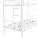 Twin Over Twin Metal Bunk Bed,Metal Structure Bedframe With Safety Guardrails And 2 Ladders,Convertible Bunkbeds,No Spring Box Required And Space Saving Design,White Box Spring Not Required Twin