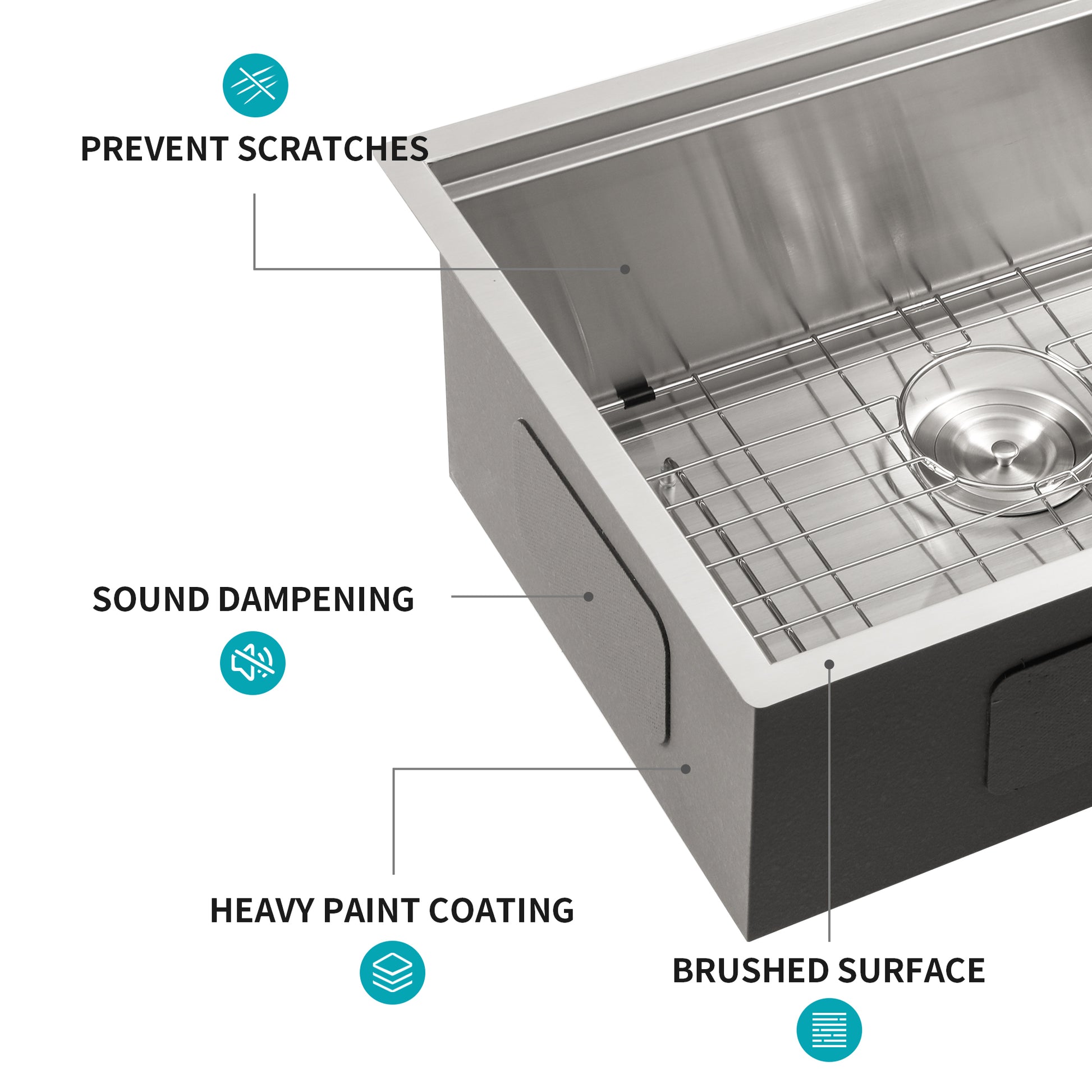 Single Bowl Undermount Workstation Kitchen Sink 28"X19"X 10" Inch 16 Gauge Stainless Steel Deep Sink Brushed Nickel Stainless Steel