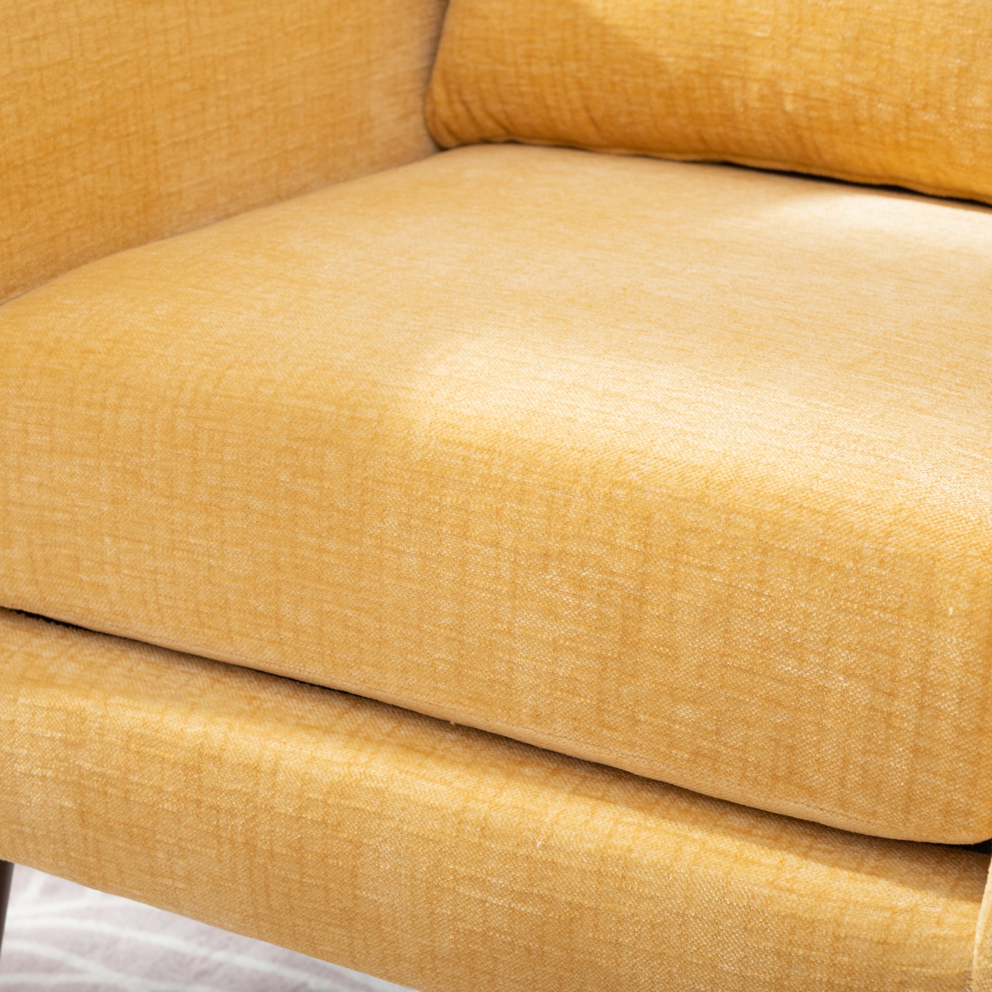 Modern Accent Chair Upholstered Foam Filled Living Room Chairs Comfy Reading Chair Mid Century Modern Chair With Chenille Fabric Lounge Arm Chairs Armchair For Living Room Bedroom Yellow Yellow Light Brown Primary Living Space Modern Rubberwood Foam