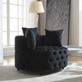 Width 40.6 Inches Accent Chair Classical Barrel Chair For Living Room Modern Leisure Sofa Chair Black Black Primary Living Space American Design Foam Velvet