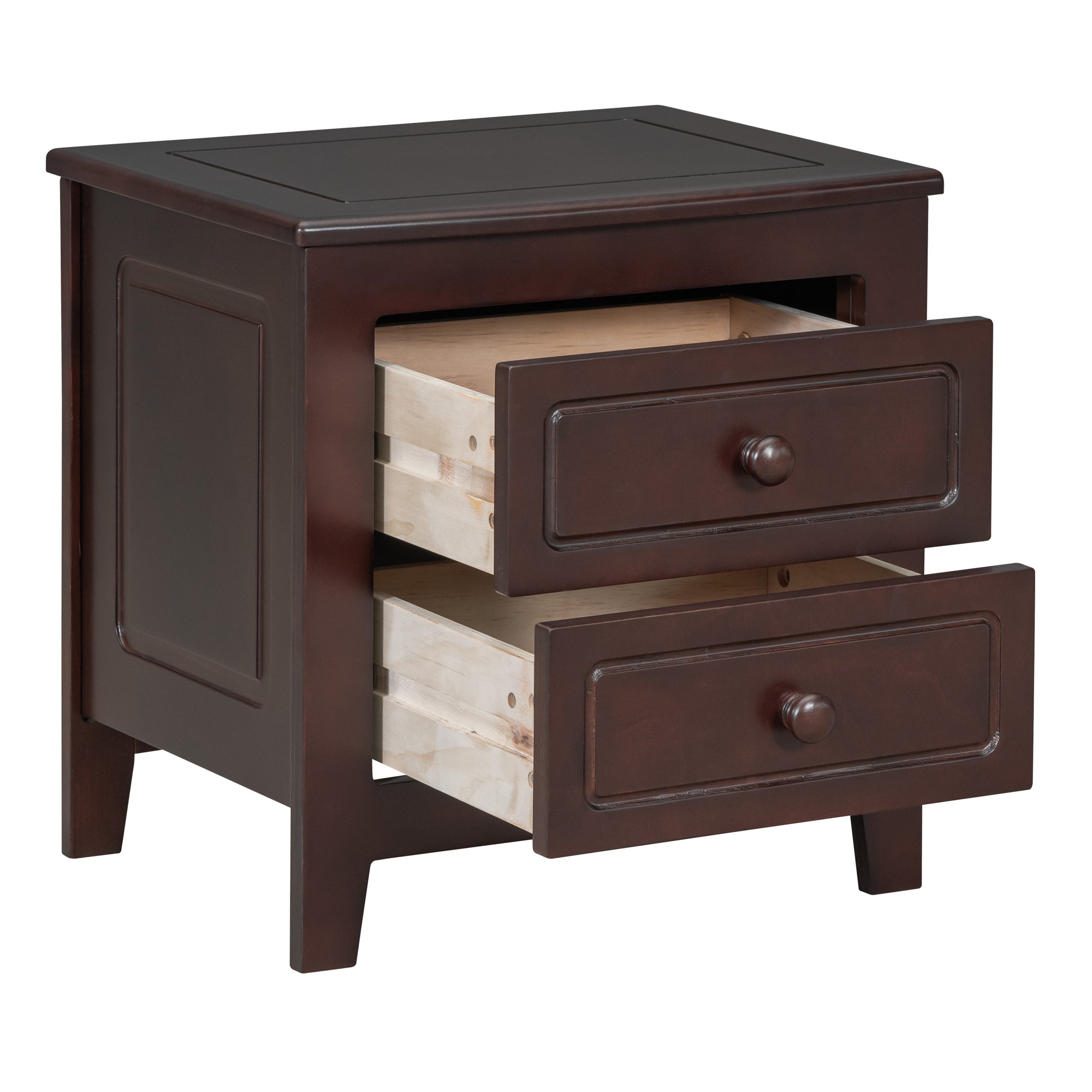 2 Drawer Nightstand For Bedroom, Mid Century Retro Bedside Table With 2 Drawer Nightstand For Bedroom, Mid Century Retro Bedside Table With