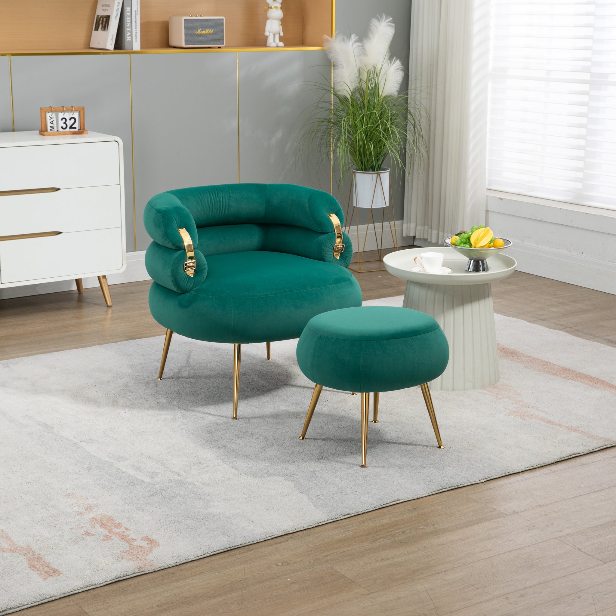 COOLMORE Velvet Accent Chair Modern Upholstered green-velvet