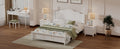 3 Pieces Bedroom Sets,Queen Size Wood Platform Bed And Two Nightstands White White Wood