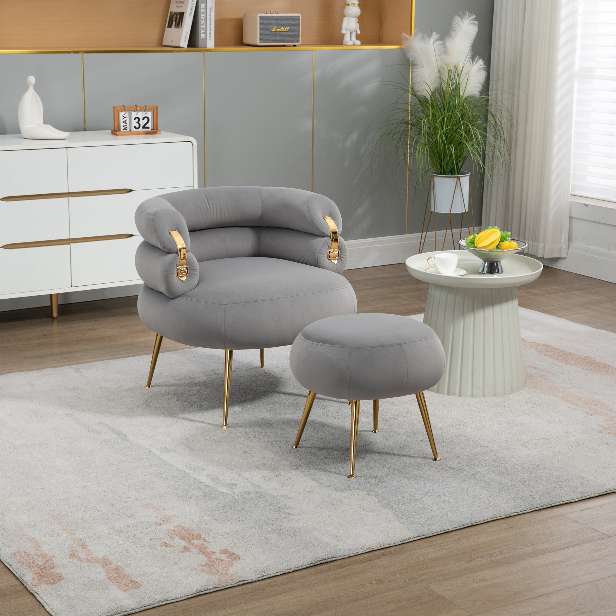 COOLMORE Velvet Accent Chair Modern Upholstered gray-velvet