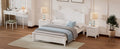 3 Pieces Bedroom Sets,Full Size Wood Platform Bed And Two Nightstands White White Wood