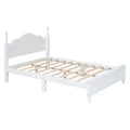 Full Size Wood Platform Bed Frame,Retro Style Platform Bed With Wooden Slat Support,White White Wood