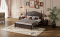 3 Pieces Bedroom Sets,Full Size Wood Platform Bed And Two Nightstands Dark Walnut Walnut Wood