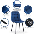 Blue Velvet Dining Chairs Set Of 4,Modern Kitchen Dining Room Chairs Metal Plaid Blue Dining Room Powder Coated Foam Dry Clean Modern Dining Chairs Solid Back Foam Velvet