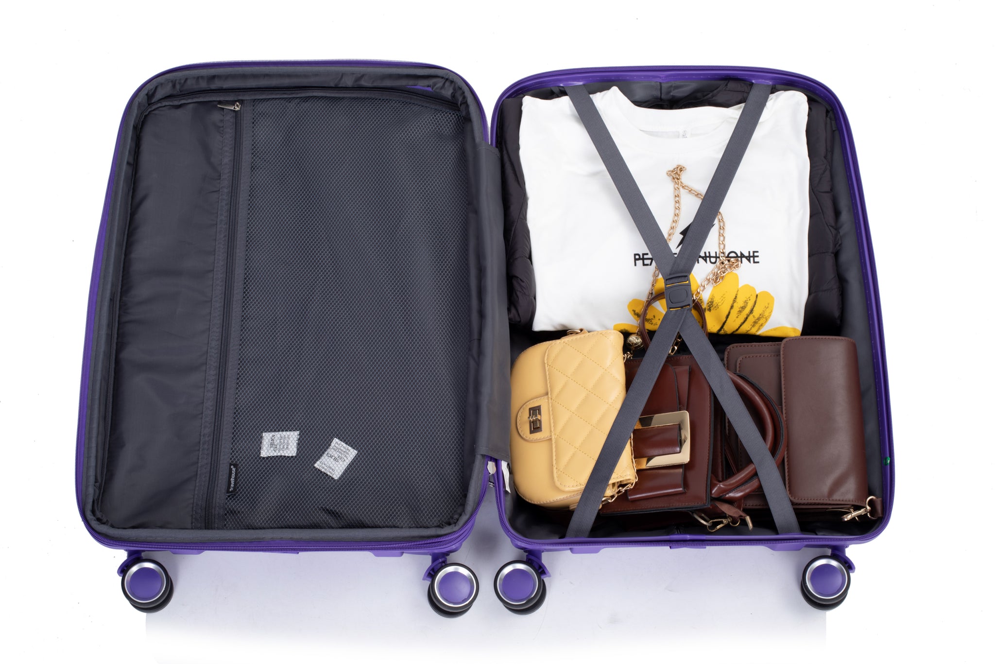 Expandable Hardshell Suitcase Double Spinner Wheels PP purple-polypropylene