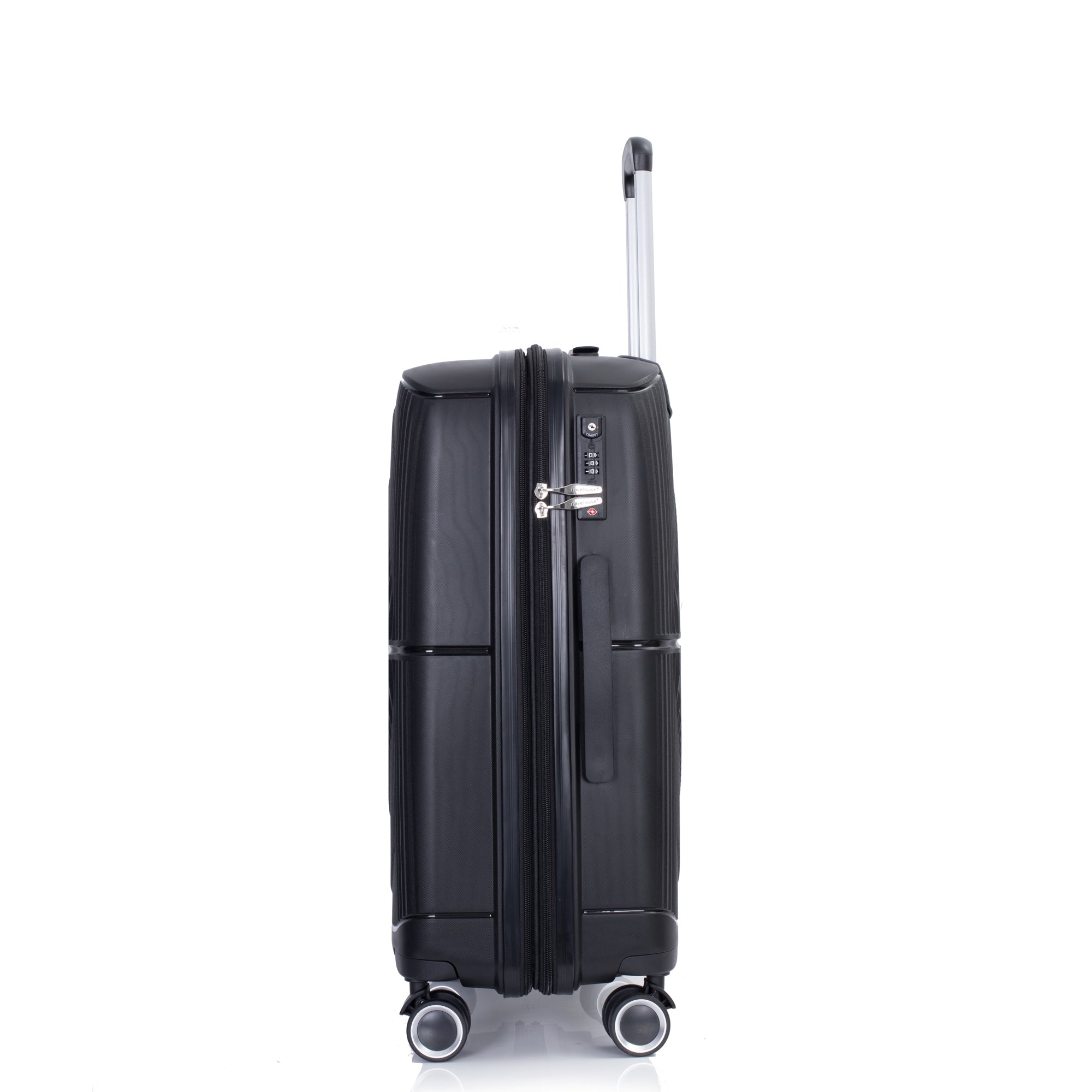 Expandable Hardshell Suitcase Double Spinner Wheels PP black-polypropylene