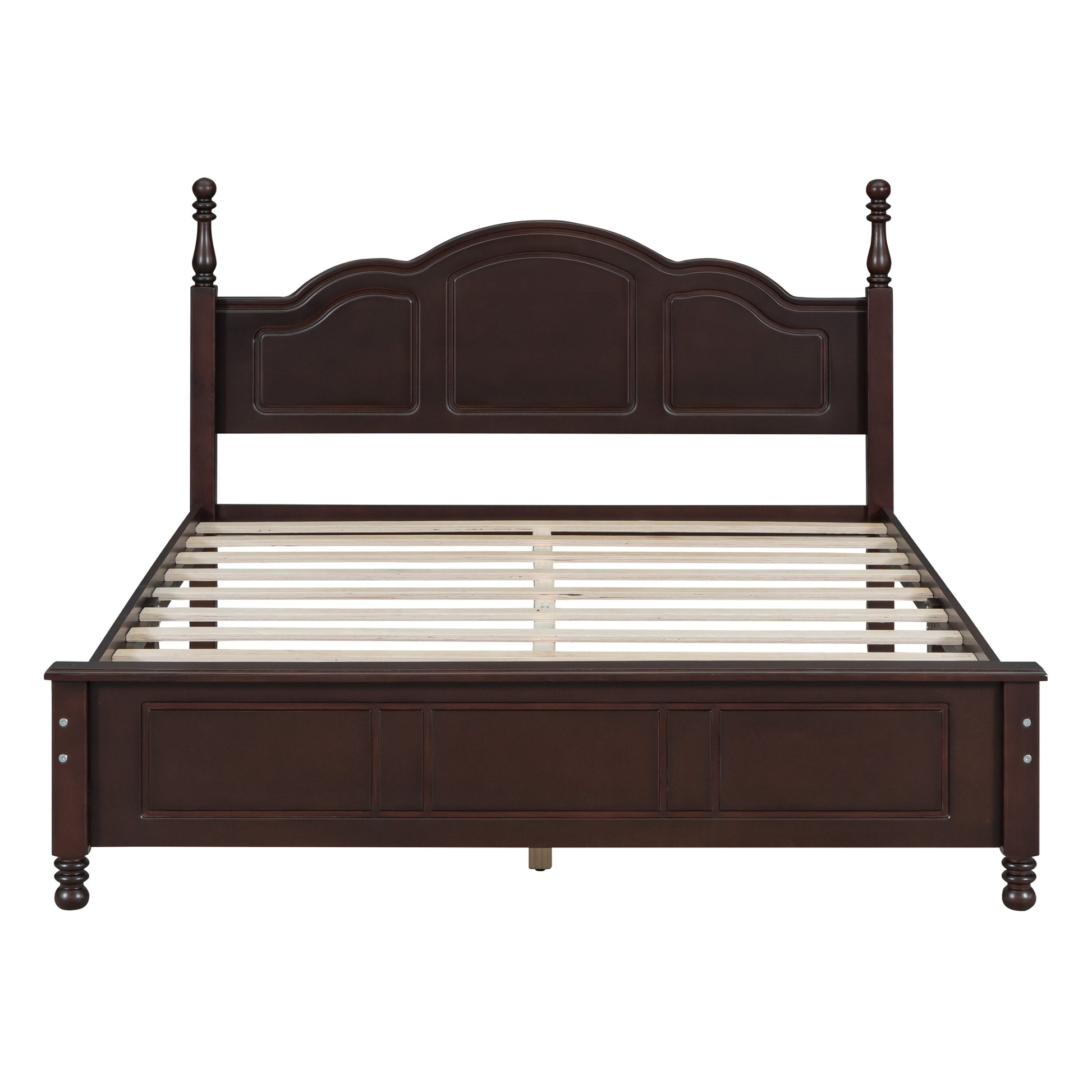 3 Pieces Bedroom Sets,Queen Size Wood Platform Bed And Two Nightstands Dark Walnut Walnut Wood