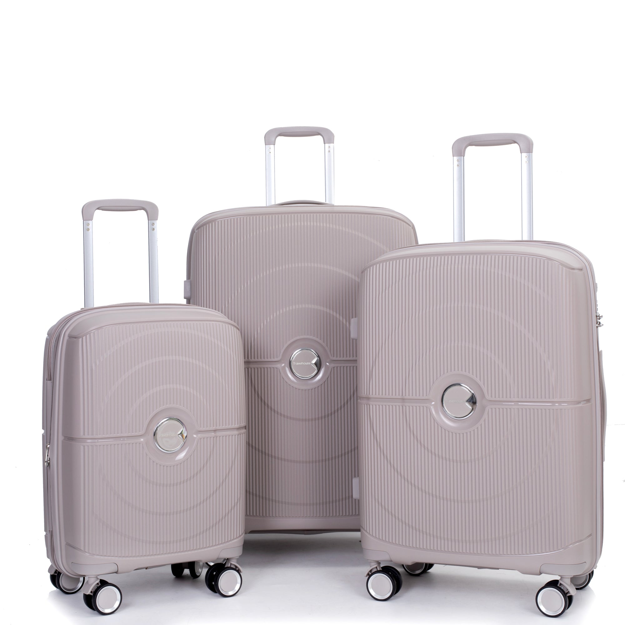 Expandable Hardshell Suitcase Double Spinner Wheels Pp Luggage Sets Lightweight Durable Suitcase With Tsa Lock,3 Piece Set 20 24 28 Griege Greige Polypropylene