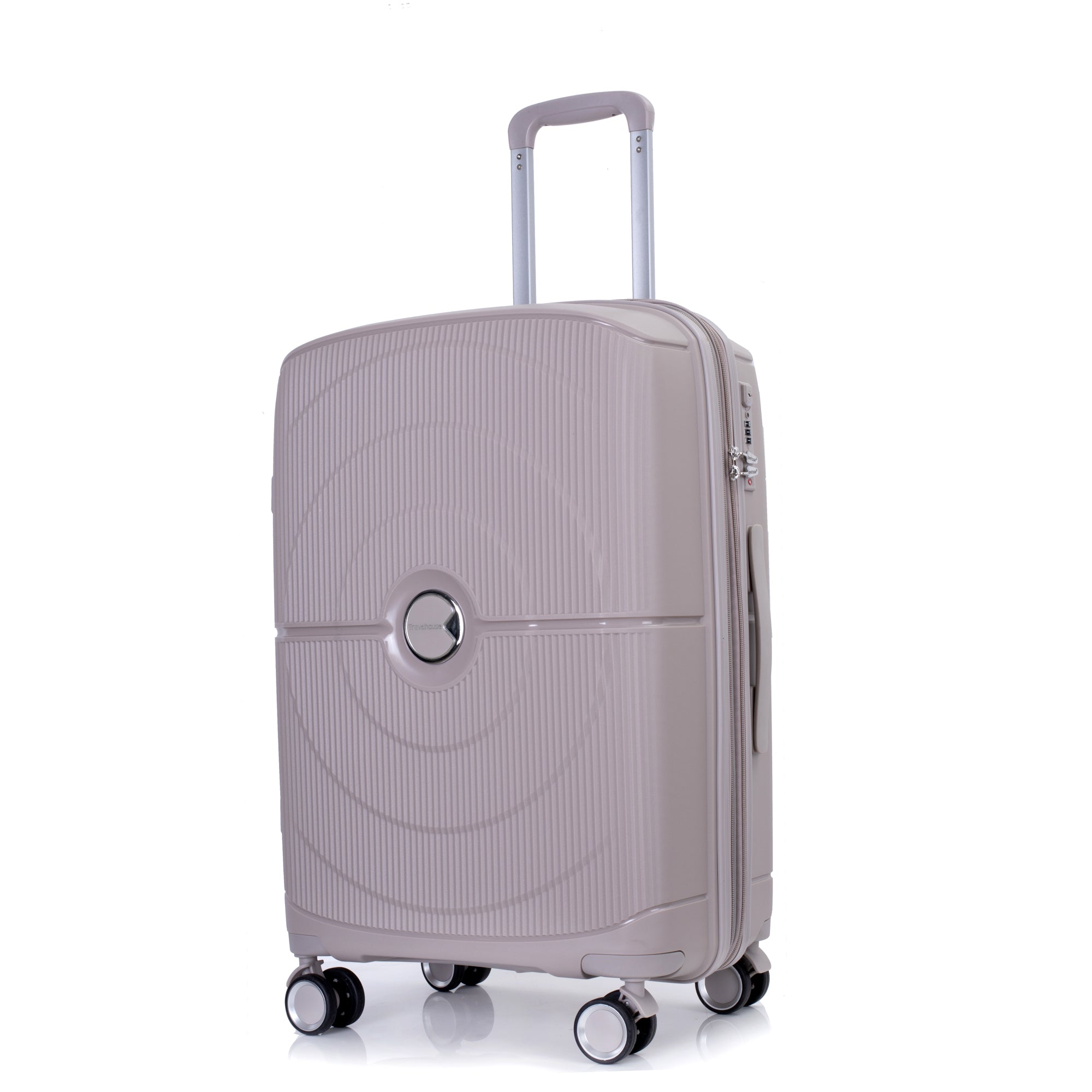 Expandable Hardshell Suitcase Double Spinner Wheels PP greige-polypropylene