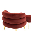 Coolmore Upholstered Velvet Barrel Accent Chair With Ottoman,Accent Comfy Lounge Arm Chair And Folding Footrest Stool Set,Single Sofa Armchair With Lounge Seat For Bedroom,Office Wine Red Wine Red Foam Velvet