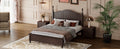 3 Pieces Bedroom Sets,Full Size Wood Platform Bed And Two Nightstands Dark Walnut Walnut Wood