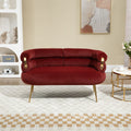 Coolmore Small Loveseat Sofa, Upholstered Mini Couch With Curved Backrest With Stylish Golden Decor, Small Comfy Beautiful Seat Leisure Accent Couch For Living Room, Bedroom, Office Wine Red Wine Red Foam Velvet